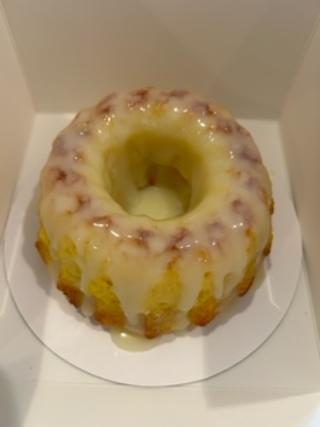 Lemon Bundt cake with white chocolate Ganache