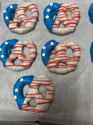 4th of July chocolate covered Pretzel