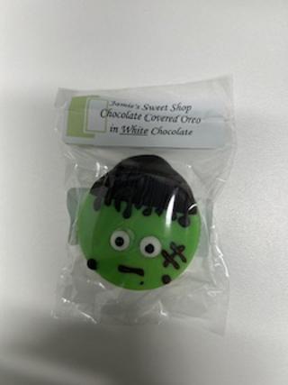Frankenstein Chocolate covered sandwich cookies