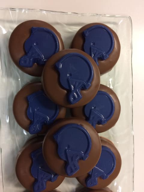 Chocolate helmet sandwich cookies