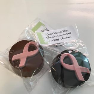 Breast Cancer Chocolate covered sandwich cookies