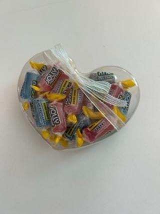Heart boxes filled with  M&M's,,Gumie Bears, Jolly ranchers, Gummie Hearts