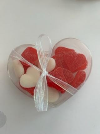 Heart boxes filled with  M&M's,,Gumie Bears, Jolly ranchers, Gummie Hearts