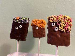 Chocolate Rice Krispy treats Monsters
