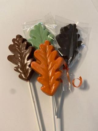 Chocolate Oak Leaf lollipops